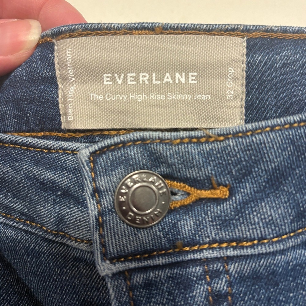 Everlane Curvy High-Rise Skinny Jean Blue Denim Crop 32 PP2321200487 - Picture 3 of 11